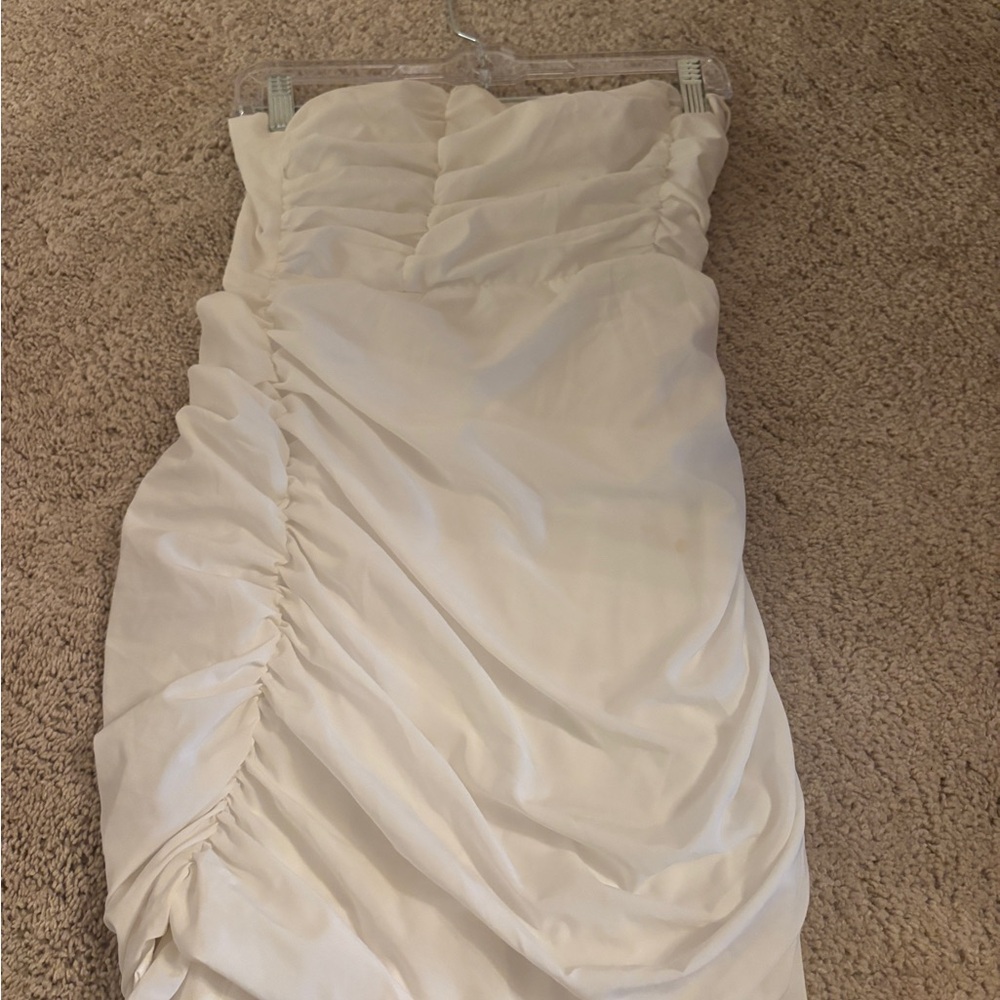 Blue Blush White Strapless Dress
